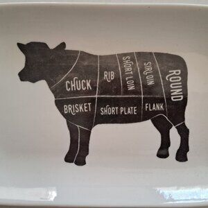 Farmhouse Style Cuts Of Beef Decorator Plate MSRF Inc Design Studio 9.25"x6"x1.2